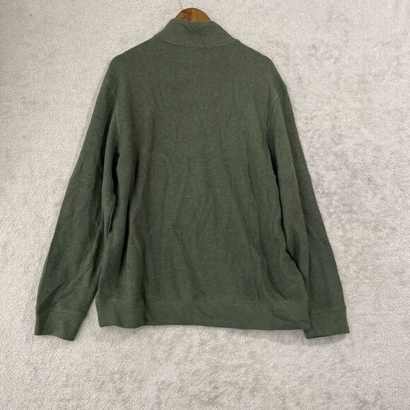NEW Banana Republic Mens L Waffle Quarter Zip Pullover Sweater Green - Picture 3 of 7